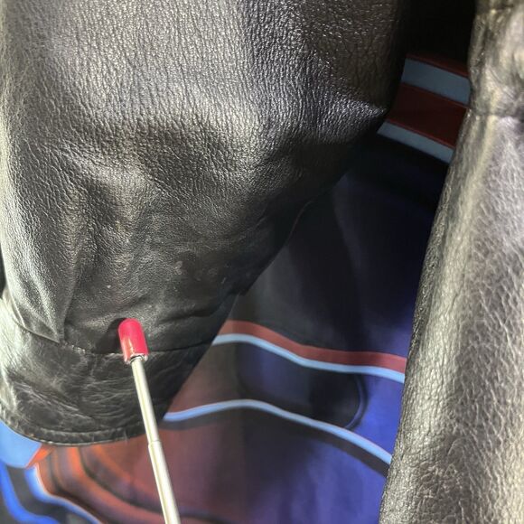 BLUELINE & COMPANY Vintage Black Leather Short Trench Jacket Hooded Women Small - Picture 14 of 16